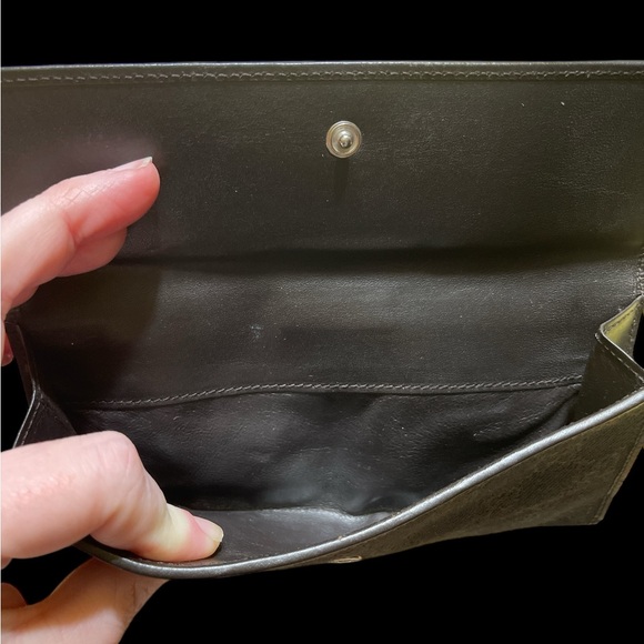 Gucci Canvas Monogram & Leather Snap Wallet with Black & Silver Crossbody Chain - Picture 6 of 16